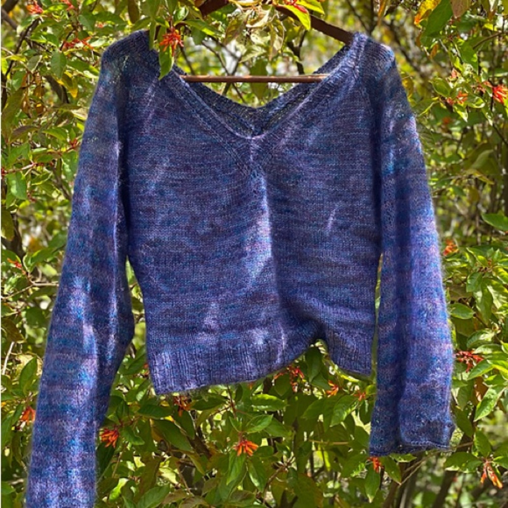 Hand Knit Sweater, Stranded Dyeworks Blue Rinse